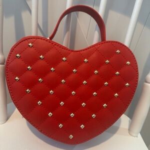 Heart-Shaped Red Quilted Bag
